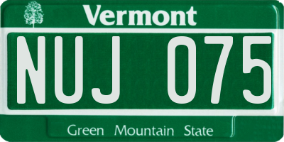VT license plate NUJ075