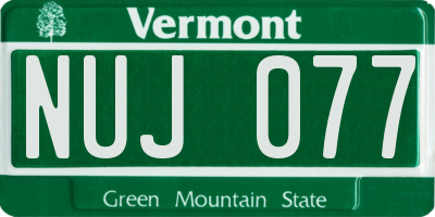 VT license plate NUJ077