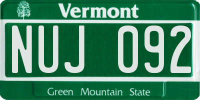 VT license plate NUJ092