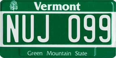 VT license plate NUJ099