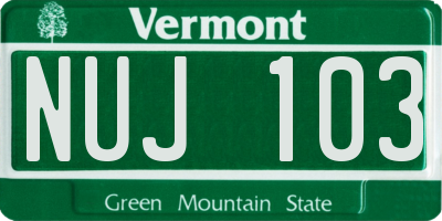 VT license plate NUJ103