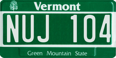 VT license plate NUJ104