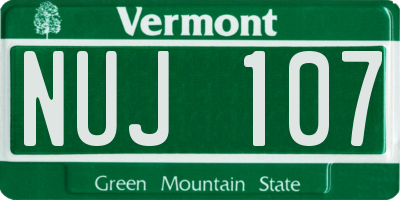 VT license plate NUJ107