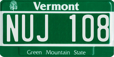 VT license plate NUJ108