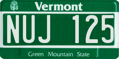 VT license plate NUJ125