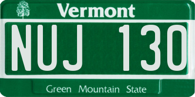VT license plate NUJ130