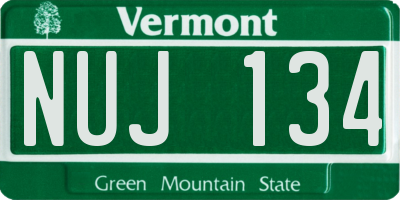 VT license plate NUJ134