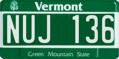 VT license plate NUJ136
