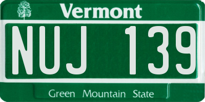 VT license plate NUJ139