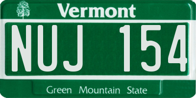 VT license plate NUJ154