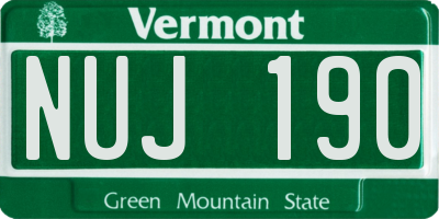 VT license plate NUJ190