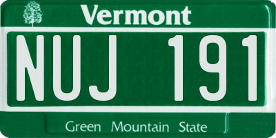 VT license plate NUJ191