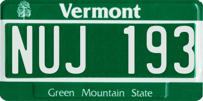 VT license plate NUJ193