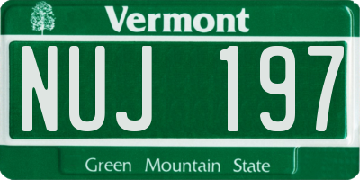 VT license plate NUJ197
