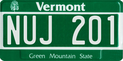 VT license plate NUJ201