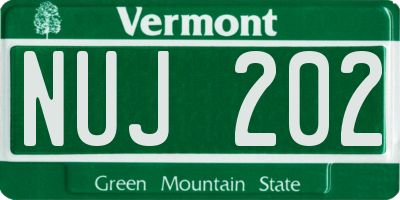 VT license plate NUJ202