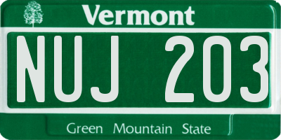 VT license plate NUJ203
