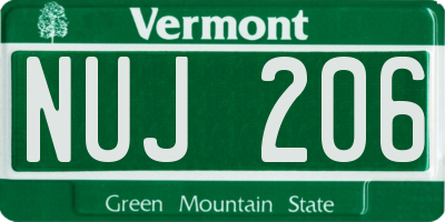 VT license plate NUJ206