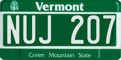VT license plate NUJ207