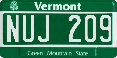 VT license plate NUJ209
