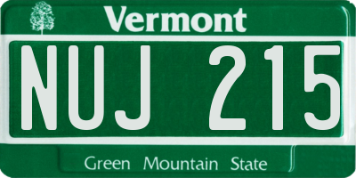 VT license plate NUJ215