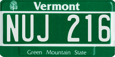 VT license plate NUJ216