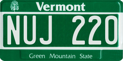 VT license plate NUJ220