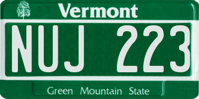 VT license plate NUJ223