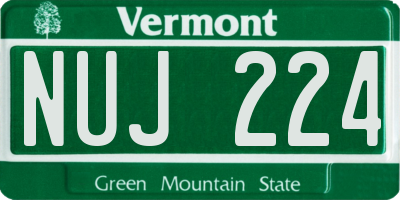 VT license plate NUJ224