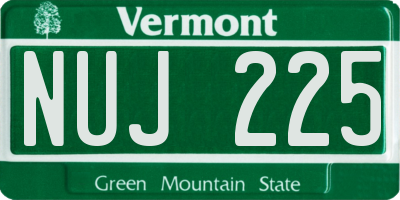 VT license plate NUJ225