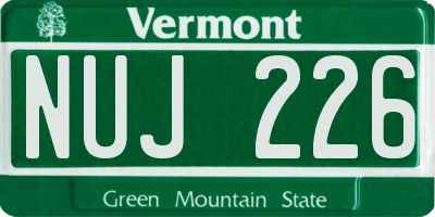 VT license plate NUJ226