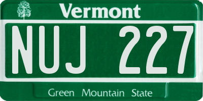 VT license plate NUJ227