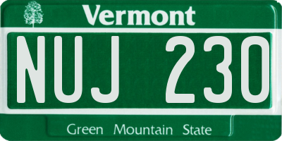 VT license plate NUJ230