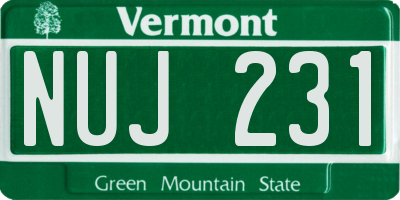 VT license plate NUJ231