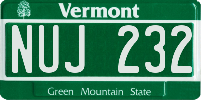 VT license plate NUJ232