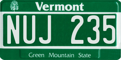 VT license plate NUJ235