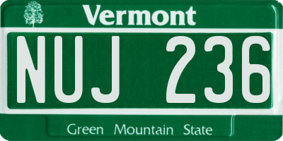 VT license plate NUJ236