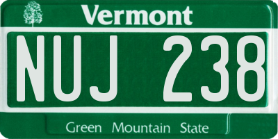 VT license plate NUJ238