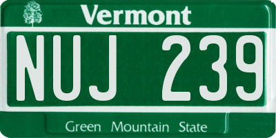 VT license plate NUJ239