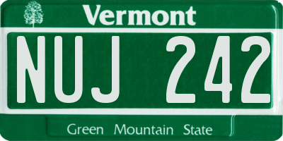 VT license plate NUJ242