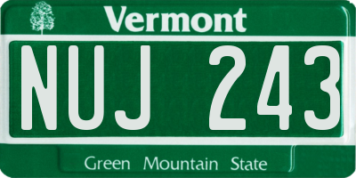 VT license plate NUJ243