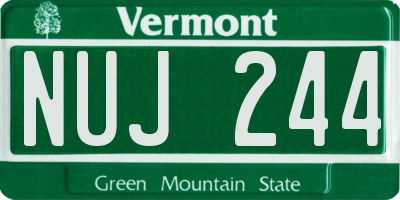 VT license plate NUJ244