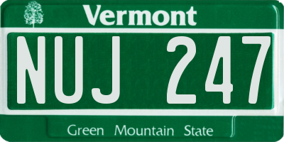 VT license plate NUJ247