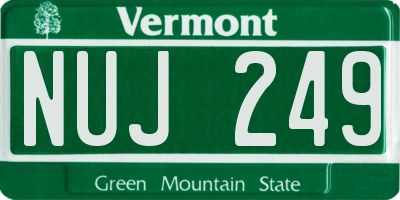 VT license plate NUJ249