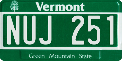 VT license plate NUJ251
