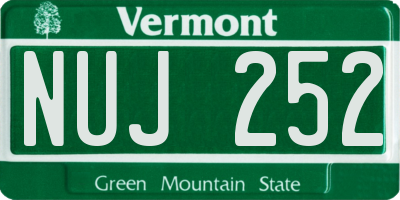 VT license plate NUJ252
