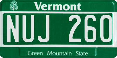 VT license plate NUJ260