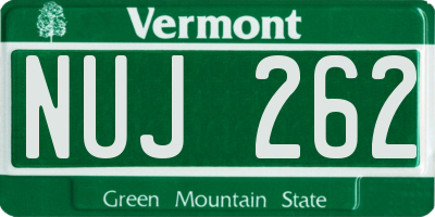 VT license plate NUJ262