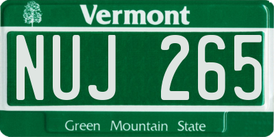 VT license plate NUJ265