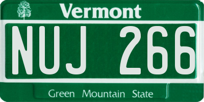 VT license plate NUJ266